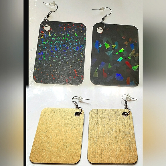 New Handcrafted Italia Holographic & Hand-painted Wood Earrings! 2.5" inch Women - Picture 6 of 6